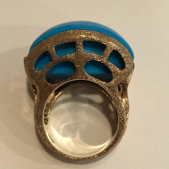 Blue Howlite Gold Statement Ring - Picture 9 of 15